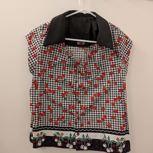 Cherry Print Button Up Shirt Women's Small